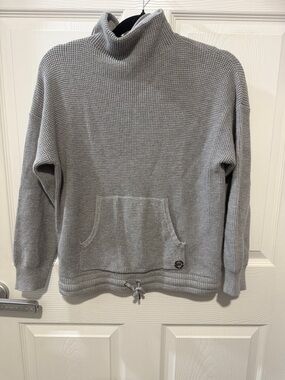 Michael Kors Light Gray Waffle-Knit Turtleneck Pullover
